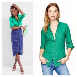 J. Crew linen button down perfect shirt green, 6